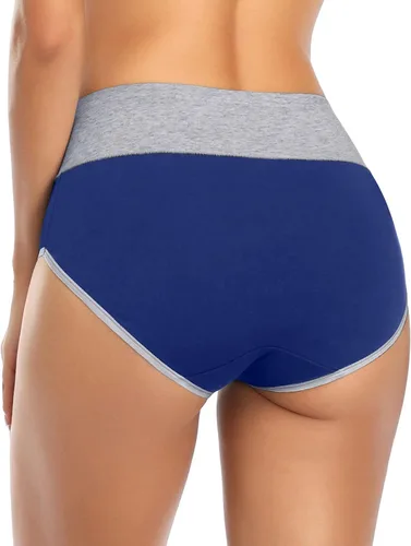 Vista 4 de Annenmy Ropa interior de cintura alta para mujer, ropa interior de algodón para mujer, ropa interior con control de abdomen, sin muffins, bragas