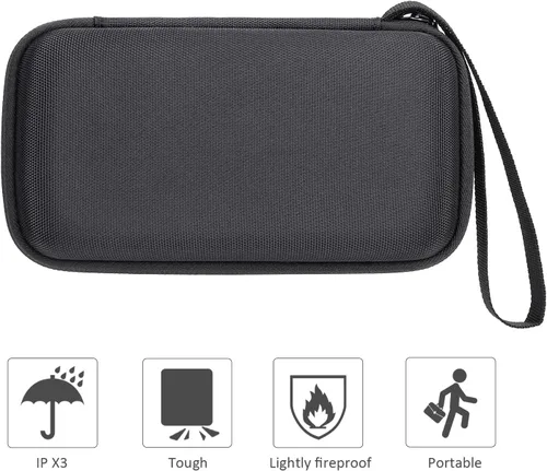 Vista 5 de co2CREA Estuche de viaje rígido de repuesto para 3 altavoces portátiles Bluetooth (caja negra) Mesh Pocket, Cable Storage Space, Interior Strap