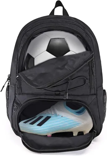 Vista 7 de WOLT - Mochila para balón de fútbol juvenil, bolsa deportiva con soporte para balón y compartimento para zapatos, para fútbol, fútbol americano