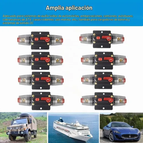 Vista 7 de Interruptor de circuitos manual para audio, 100 A/150 A, con botón, 12 V-24 V, CC, fusible, para sistemas de audio, para lancha, automóvil WA100A