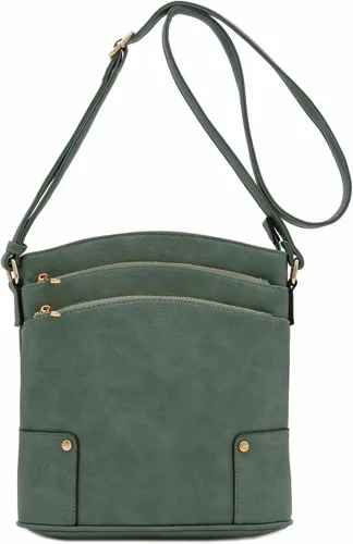 Vista 28 de Bolso cruzado grande con triple bolsillo con cremallera.