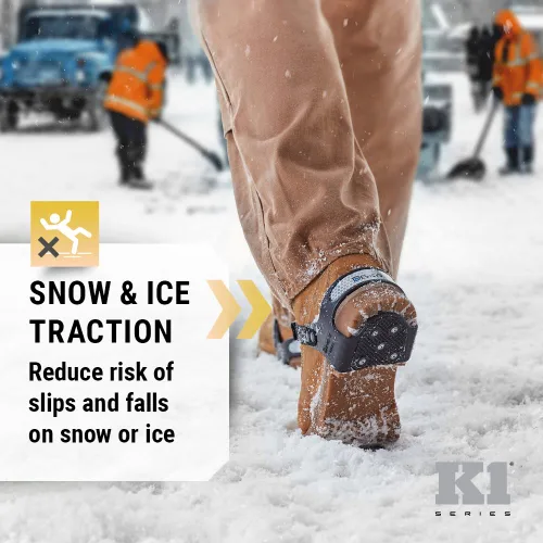 Vista 2 de Tacos de hielo K1 Heel-Stop - Ayudas de tracción para hombres y mujeres en nieve de invierno, picos de acero