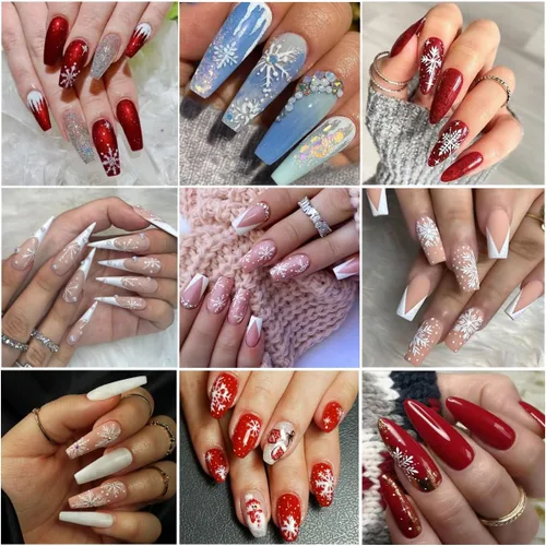 Vista 7 de 8 hojas de calcomanías de uñas de Navidad, copos de nieve 5D en relieve, copos de nieve blancos, árbol, alce, Navidad, invierno, diseño de copos