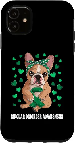 Vista 5 de Funda de concientización sobre el trastorno bipolar del guerrero superviviente de la cinta verde para iPhone 14