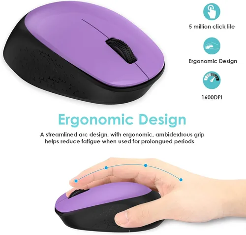 Vista 4 de LeadsaiL Mouse inalámbrico para laptop, mouse USB silencioso de 2.4 GHz, mouse óptico delgado con 3 botones, 1600 DPI, funciona con Windows, Mac