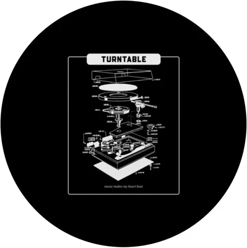 Vista 3 de Turntable - Music Makes My Heart Beat (Retro Graphic) PopSockets Adhesive PopGrip