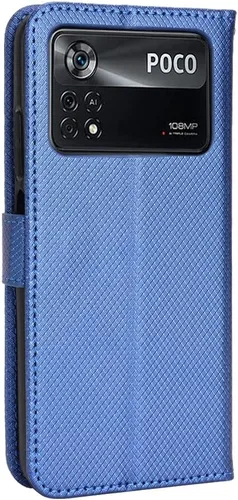 Vista 3 de Funda para Xiaomi Poco M4 Pro 4G Funda de cuero, Funda para Xiaomi Poco M4 Pro 4G 2201117PI 2201117PG Funda de cuero PU Flip Cover Azul