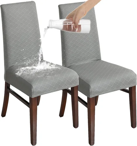 Vista 20 de Fundas de silla para comedor Fundas de jacquard impermeables (negro, 2 piezas) Las fundas de jacquard elásticas impermeables refrescan las sillas