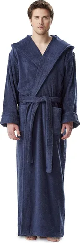 Vista 6 de Arus - bata de baño de algodón hasta el tobillo con capucha estilo turco para hombre