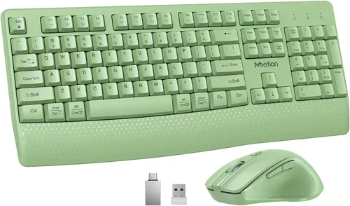 Vista 15 de MEETION Nuevo teclado y ratón inalámbrico, combo de teclado y ratón para computadora, ratón de 3 DPI ajustable, teclado inalámbrico de tamaño Negro