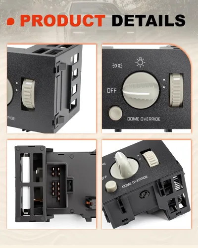 Vista 6 de Interruptor de faros compatible con Chevy C1500 K1500, D1523H 1995-1998 - Faro, regulador de panel de instrumentos e interruptor de lámpara