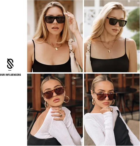 Vista 3 de SOJOS Gafas de sol planas de moda para mujeres y hombres