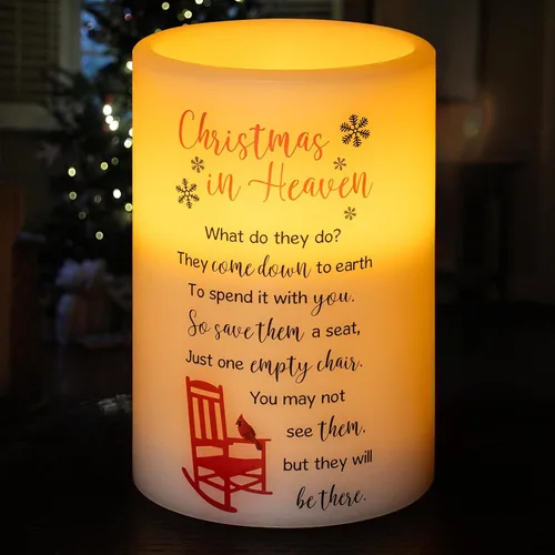 Vista 7 de Vela conmemorativa sin llama, luz LED de cera real con temporizador, regalo de condolencias por pérdida de padre, 6 x 4 pulgadas