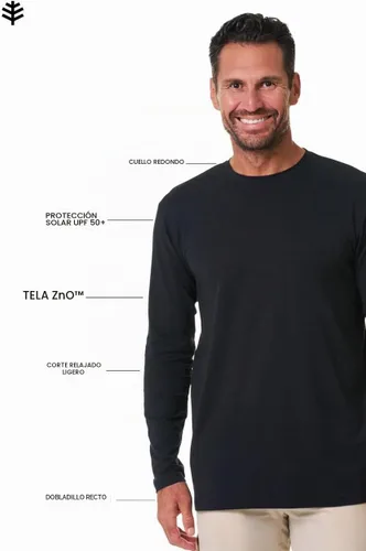 Vista 7 de Camiseta manga larga de hombre Coolibar UPF 50+ Protección solar., M, Negro
