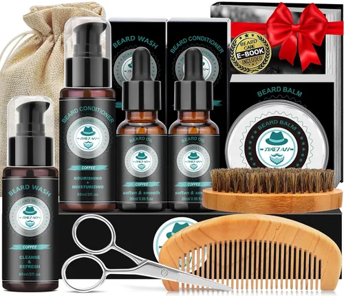 Vista 15 de XIKEZAN Kit de aseo y cuidado de barba para hombres con madera de cedro