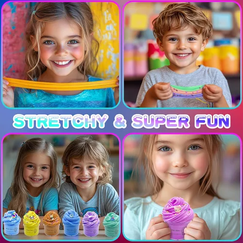 Vista 3 de Paquete de 14 kits de slime de mantequilla, suave y antiadherente, regalos de cumpleaños para niñas y niños, recuerdos de fiesta de Pascua