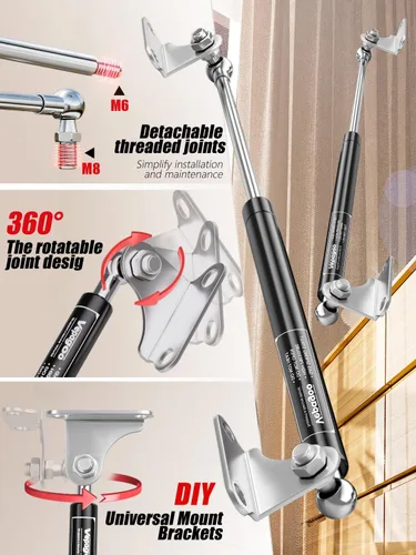Vista 4 de Vepagoo Amortiguadores de gas de 20 pulgadas, 10 libras/45N con soportes de montaje, tapa de almacenamiento para caja de TV, trampa, puerta, barco