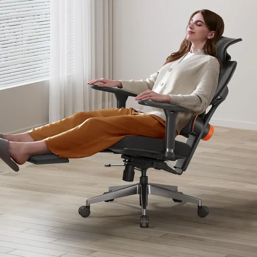 Vista 2 de Newtral Silla de oficina ergonómica, silla de escritorio de oficina en casa, silla de oficina grande y alta, soporte lumbar de seguimiento Negro