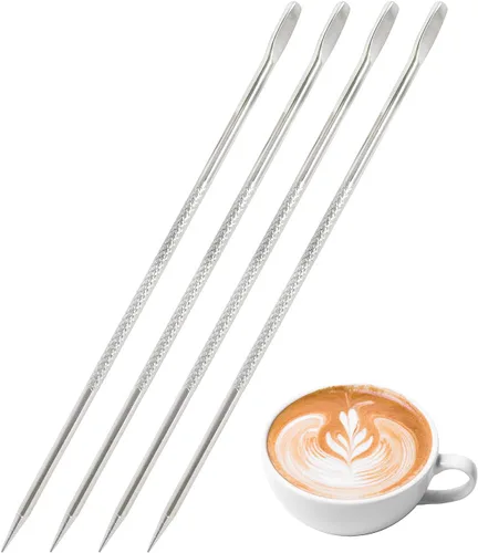 Vista 5 de Honbay 4 Uds acero inoxidable café Latte Art Bolígrafos herramienta para para capuchino Latte Espresso Decorar