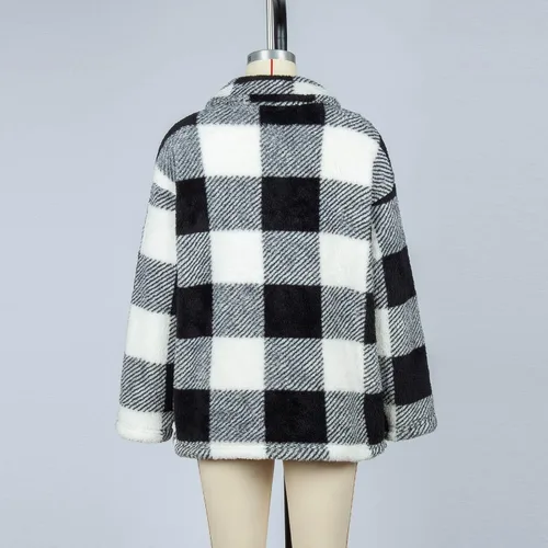 Vista 8 de TREBIN Chaquetas de franela para mujer, casual, cómoda, corta, de lana de cordero, chaqueta de lluvia para mujer
