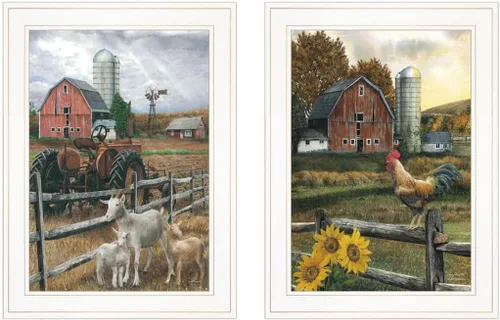 Vista 4 de Trendy Decor4U Farm Life by Ed Wargo - Arte de pared con estampado de madera, multicolor