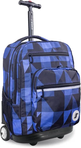 Vista 21 de J World Sundance Mochila Rodante para Laptop para Niñas y Niños. Mochila Escolar con Ruedas, Rombos negro, 20 pulgadas
