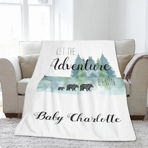 Vista 4 de Manta de bebé personalizada para niños y niñas, manta de bebé personalizada con nombre, regalos personalizados para baby shower, mantas recibidoras