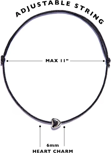 Vista 4 de NAZ COLLECTION - Pulsera con dije de corazón para pareja con cuerda ajustable - Pulsera de la amistad, pulsera de protección de Cabalá, regalo