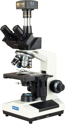 Vista 2 de OMAX Microscopio compuesto trinocular M837ZL-A191BOIL‑C180U3 40X–2500X con objetivo de inmersión en aceite, iluminación LED y cámara digital USB 3.0
