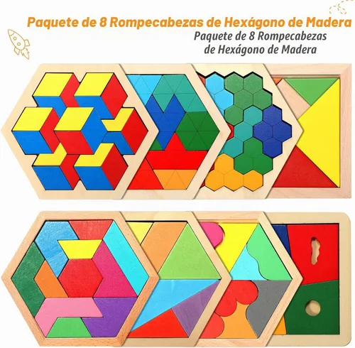 Vista 2 de Jerify - Juego de 8 rompecabezas de madera para niños, rompecabezas
