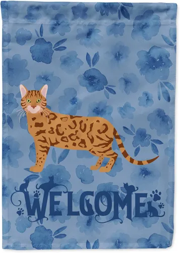 Vista 261 de Caroline's Treasures CK4813CHF - Bandera de bienvenida con gato abisinio azul, manga grande, para porche, para colgar en la pared, poliéster