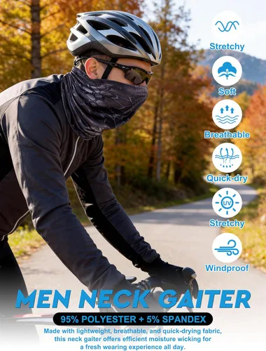 Vista 3 de 9 piezas de pasamontañas para hombre, polaina para el cuello, máscara facial de verano, protección solar, refrescante, transpirable, cubierta