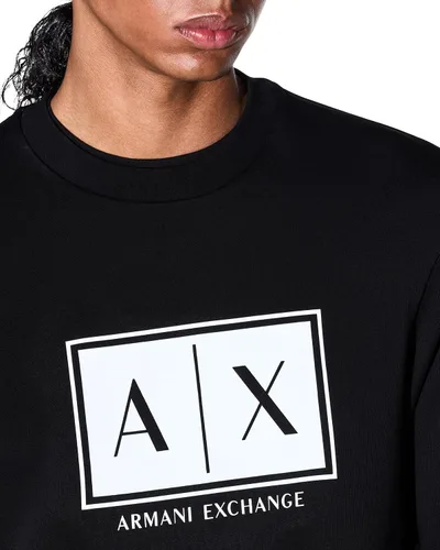 Vista 4 de Armani Exchange Sudadera de cuello redondo con logotipo Box para hombre Negro