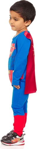 Vista 2 de DC Comics Toddler Boys Superhero Costume - Zip Up Jumpsuit with Cape