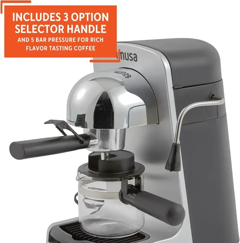 Vista 5 de IMUSA Cafetera eléctrica para Espresso y Cappuccino Bistro de 4 tazas, plateado