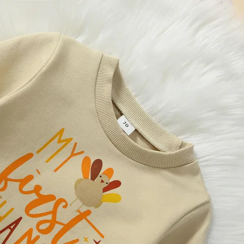 Vista 2 de Traje de Acción de Gracias para bebé, recién nacido, niño, niña, mi primera sudadera de Acción de Gracias, pantalones de pavo, conjuntos de ropa