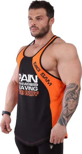 Vista 2 de BIG SAM SPORTSWEAR COMPANY Camiseta sin mangas para hombre para culturismo, entrenamiento de fitness, espalda en Y, camiseta de algodón muscular sin