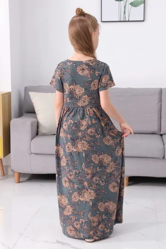 Vista 2 de GORLYA Vestido largo de manga corta con estampado floral para niña de 4 a 12 años