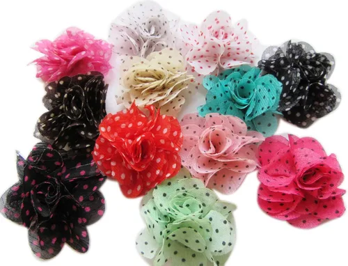 Vista 17 de YYCRAFT Paquete de 30 diademas de flores de gasa de 2 pulgadas, color rosa bebé