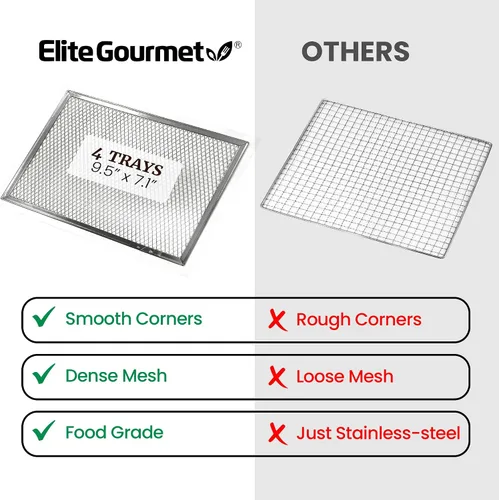 Vista 8 de Elite Gourmet - Deshidratador de alimentos, bandejas de acero inoxidable, controles de temperatura ajustables, aperitivos de jerky, hierbas, frutas