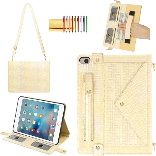 Vista 51 de Funda tipo bolso para iPad mini de 5ª/4ª/3ª/2ª/1ª generación de 7.9 pulgadas, Techcircle funda ligera tipo folio con soporte bandolera con billetera