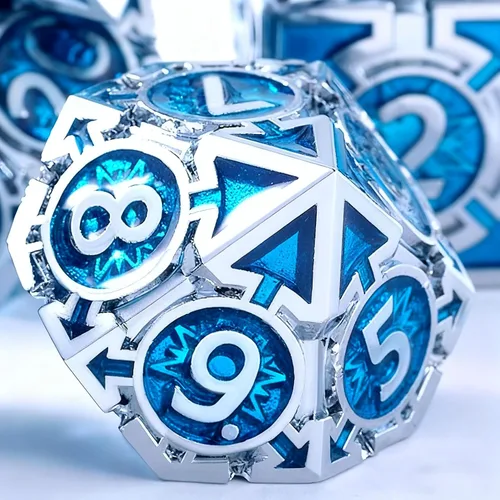 Vista 4 de RULE DICE DND - Juego de dados de metal, dados de D&D Dungeons and Dragons, juego de dados D y D grandes pesados de 7 dados de metal, RPG MTG, juego