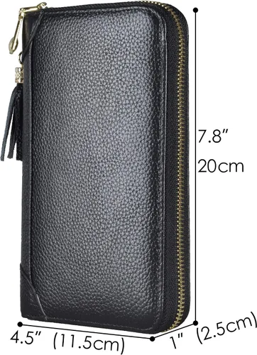 Vista 5 de Easyoulife - Monedero de cuero con cremallera, billetera portatarjetas para mujer, bloqueo RFID
