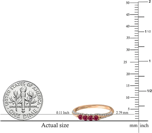 Vista 20 de Dazzlingrock Collection Anillo de boda redondo de rubí y diamante blanco apilable para mujer en oro