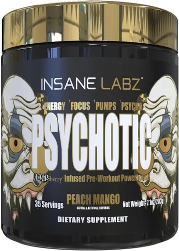 Vista 8 de Insane Labz Psychotic Gold, polvo de preentrenamiento altamente estimulante, concentración y energía de extrema duración, bombeo muscular
