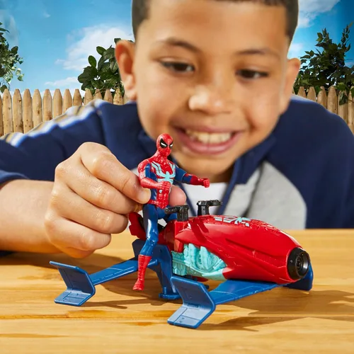 Vista 9 de Marvel Epic Hero Series Web Splashers Spider-Man Hydro Jet Blast, figura de acción de 4 pulgadas y juego de vehículos, juguetes de superhéroes