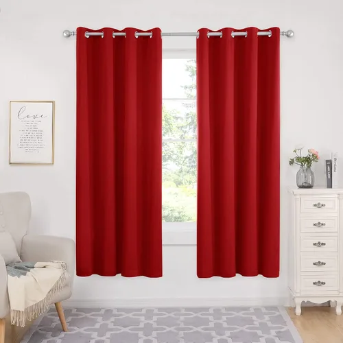 Vista 97 de Deconovo Cortinas opacas 100% con forro negro, cortinas con ojales aisladas térmicamente que reducen el ruido, doble capa para oscurecer