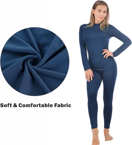 Vista 4 de Qualidyne - Conjunto de ropa interior térmica para mujer con capa base ultrasuave y pantalones largos para deportes de invierno