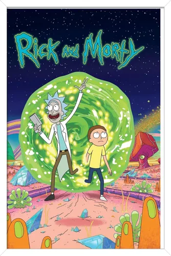 Vista 12 de Trends International Rick And Morty - Póster de pared de cubierta, 14.725 x 22.375 pulgadas, versión enmarcada de madera de granero