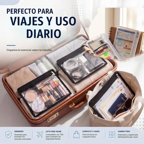 Vista 5 de Ireer 18 bolsas transparentes con cremallera de PVC, impermeables, bolsas transparentes con cremallera, bolsas de almacenamiento, multiusos